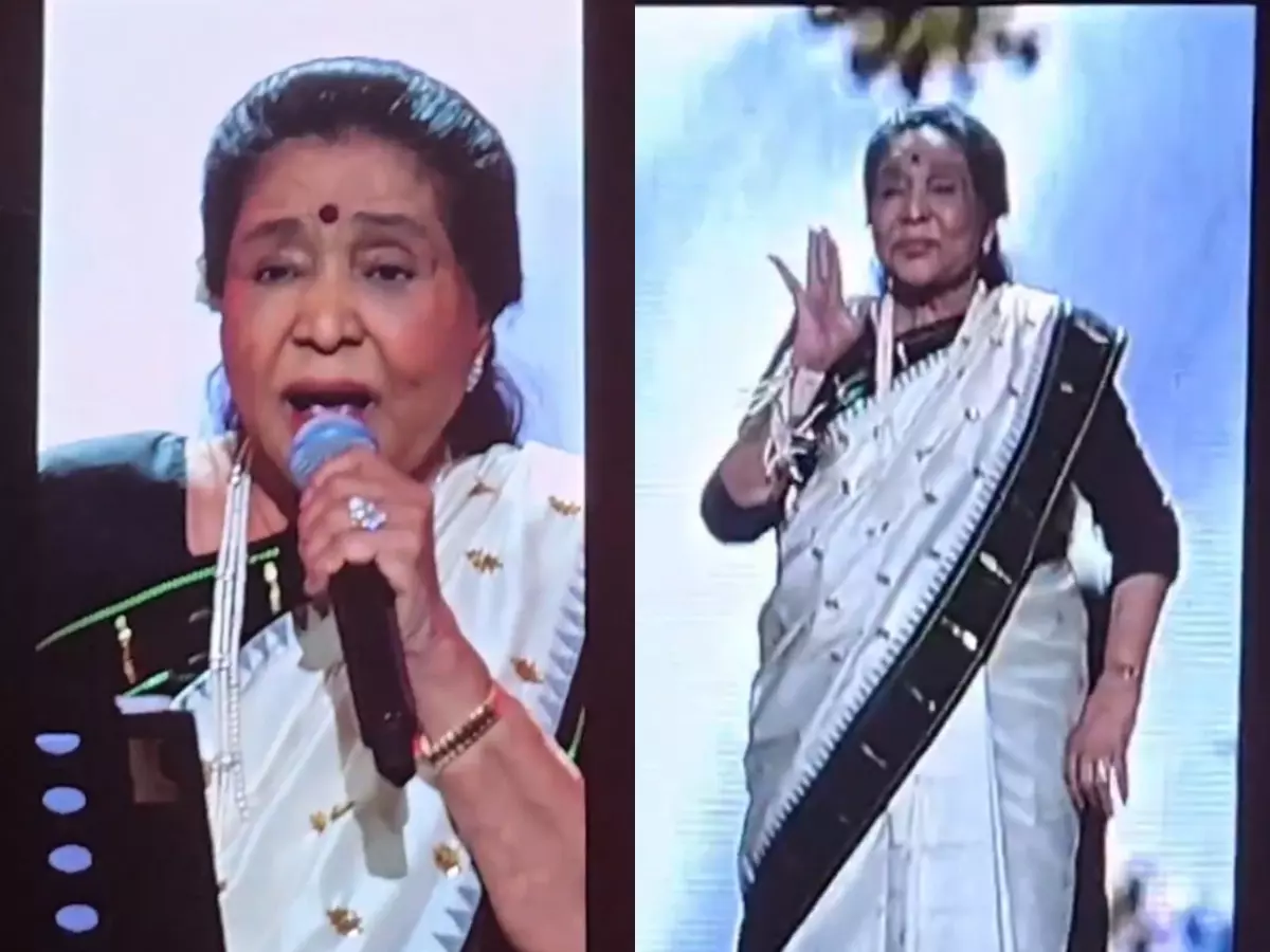Asha Bhosle sings "Husn tera tauba" song of Karan Aujla at live conert in Dubai