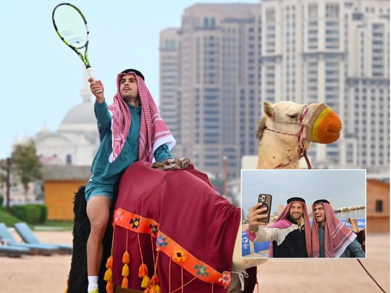 What Happened When Djokovic, Alcaraz, Tsitsipas, and Dimitrov Rode Camels for a Game of Tennis?