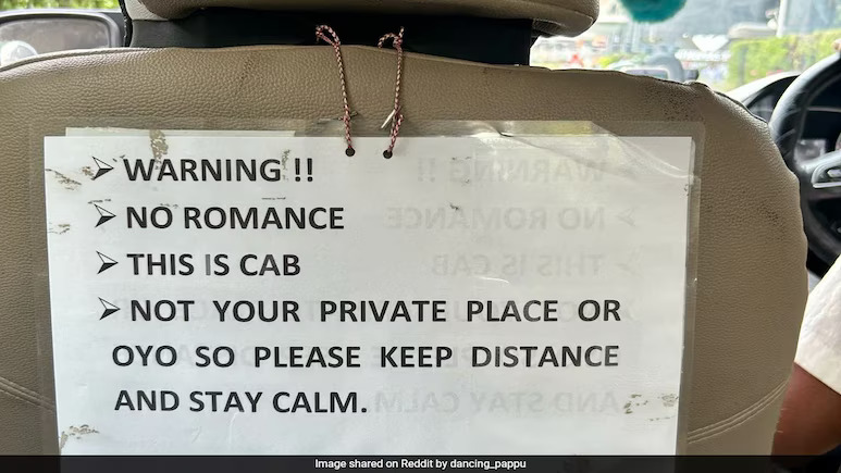 Bengaluru Cabbie’s ‘No Romance’ Sign Leaves Internet in Splits!