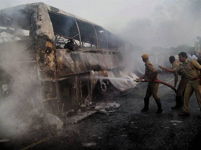 Bus Fire on Hyderabad-Bengaluru Highway Kills 20+!