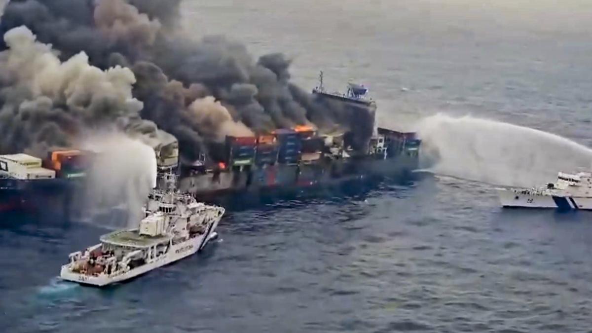 Blazing hazard: Singapore-flagged MV Wan hai 503 may sink with toxic cargo off kerala!