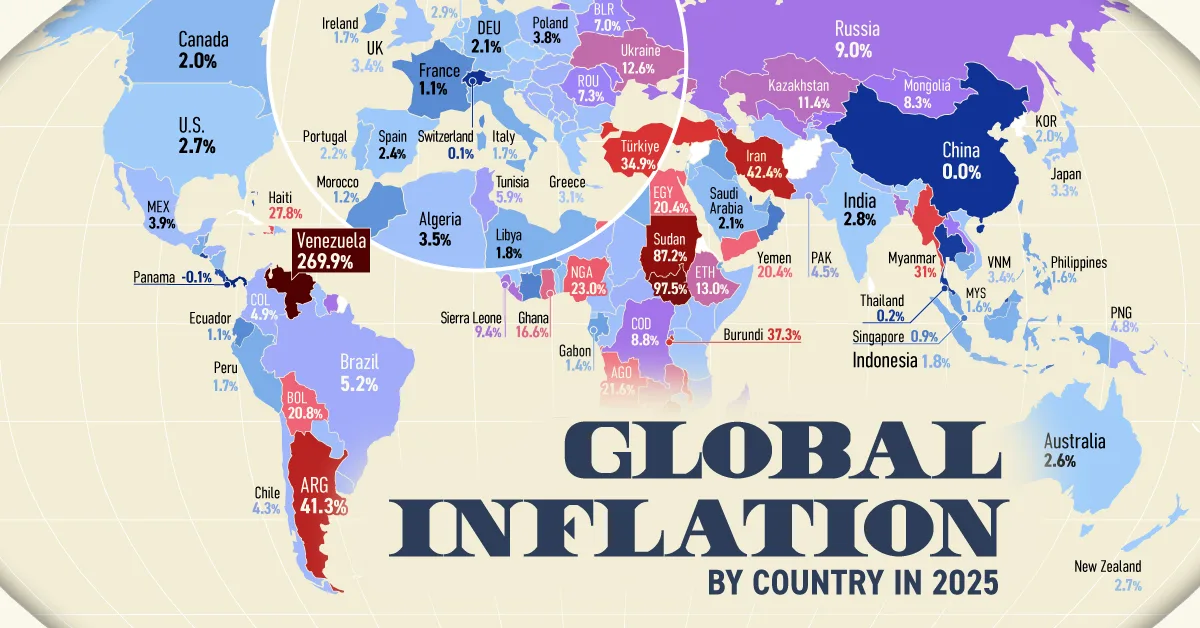 Mapped: Global Inflation by Country in 2025 – A World of Economic Extremes!