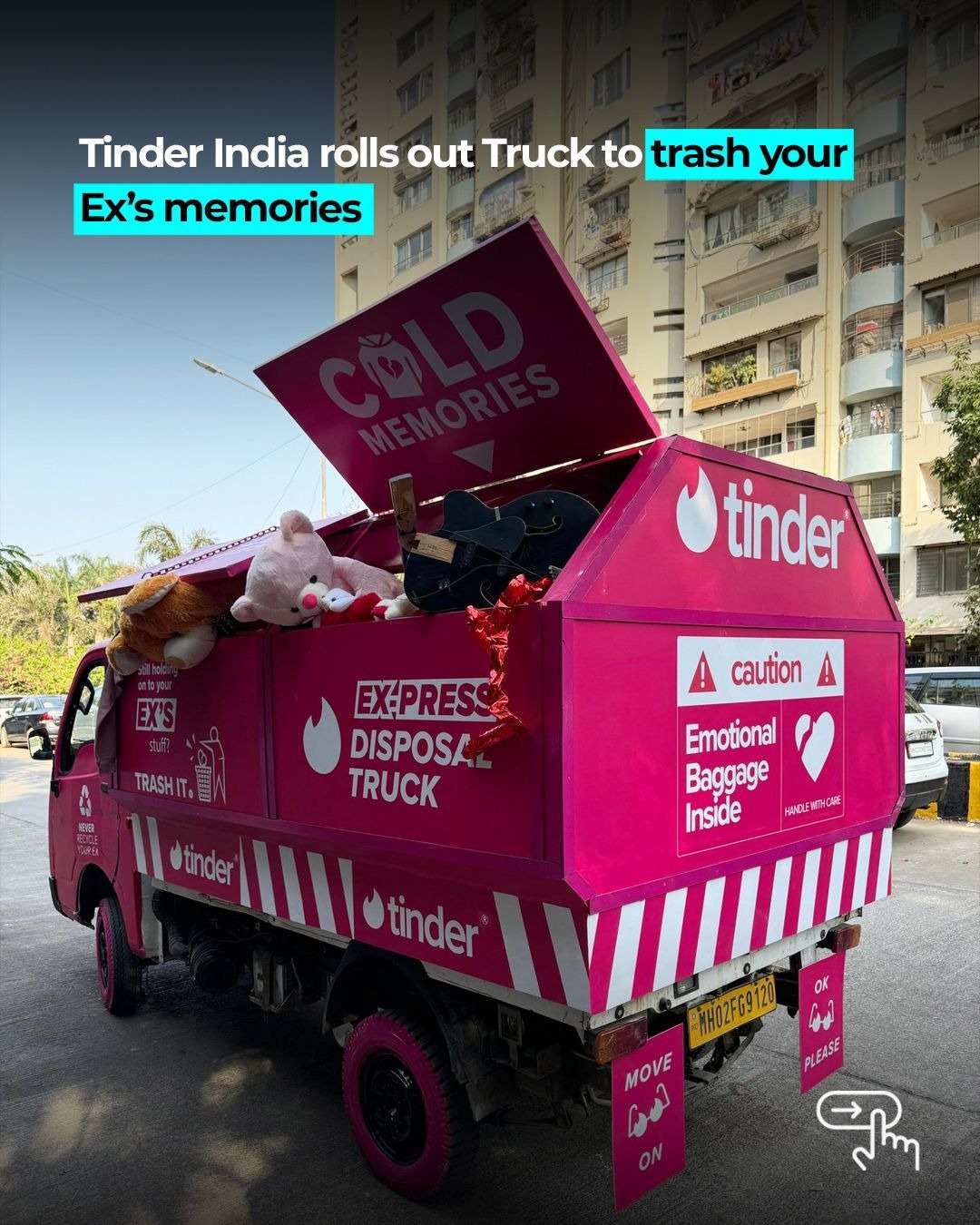 Tinder's Giant Pink Truck Lets You Dump Your Ex- LITERALLY!